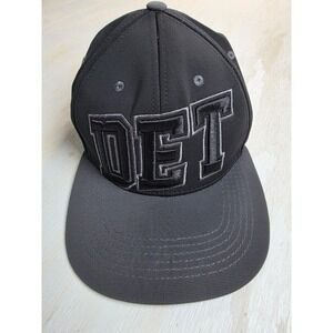 Pit Bull Detroit DET Snapback Hat Black Grey Flat Brim Adjustable Cap Mens Y2K